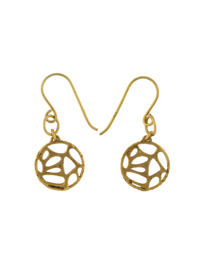 Cellular Structure Gold Vermeil Earrings