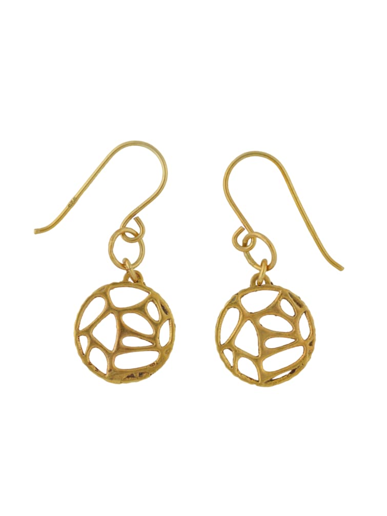 Cellular Structure Gold Vermeil Earrings