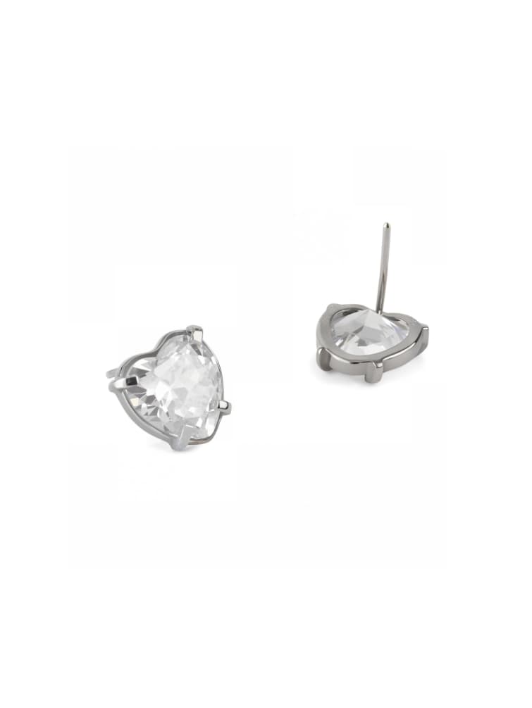 Crystal Heart Earrings - Silver