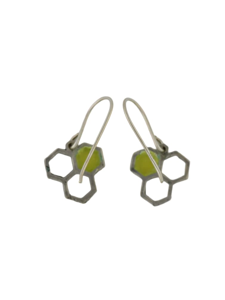 Honeycomb Earrings Sterling Silver With Enamel Honey