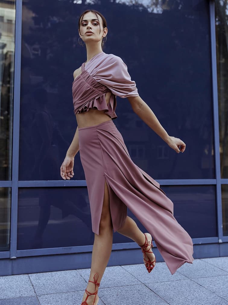 Midi bell con struct skirt - brown
