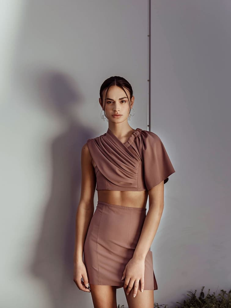 Mini bell con struct skirt - brown