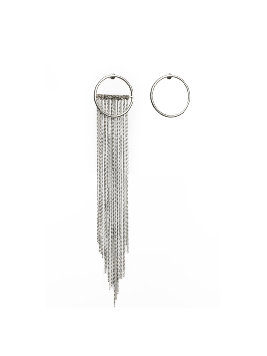 Moon Chain Earring - Silver